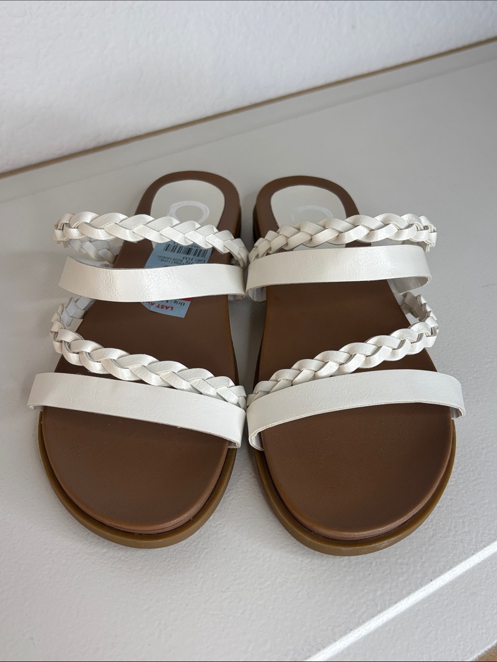 Journee Collection Colette White Braided-Strap Slide Sandals 6.5W - Picture 8 of 11